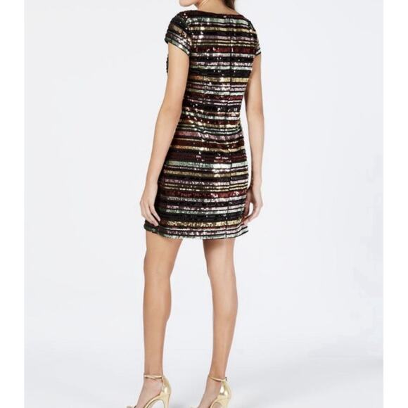 Vince Camuto Women's Sequin Colorful Party Cocktail Mini Dress Size 4 Festive - Picture 3 of 10